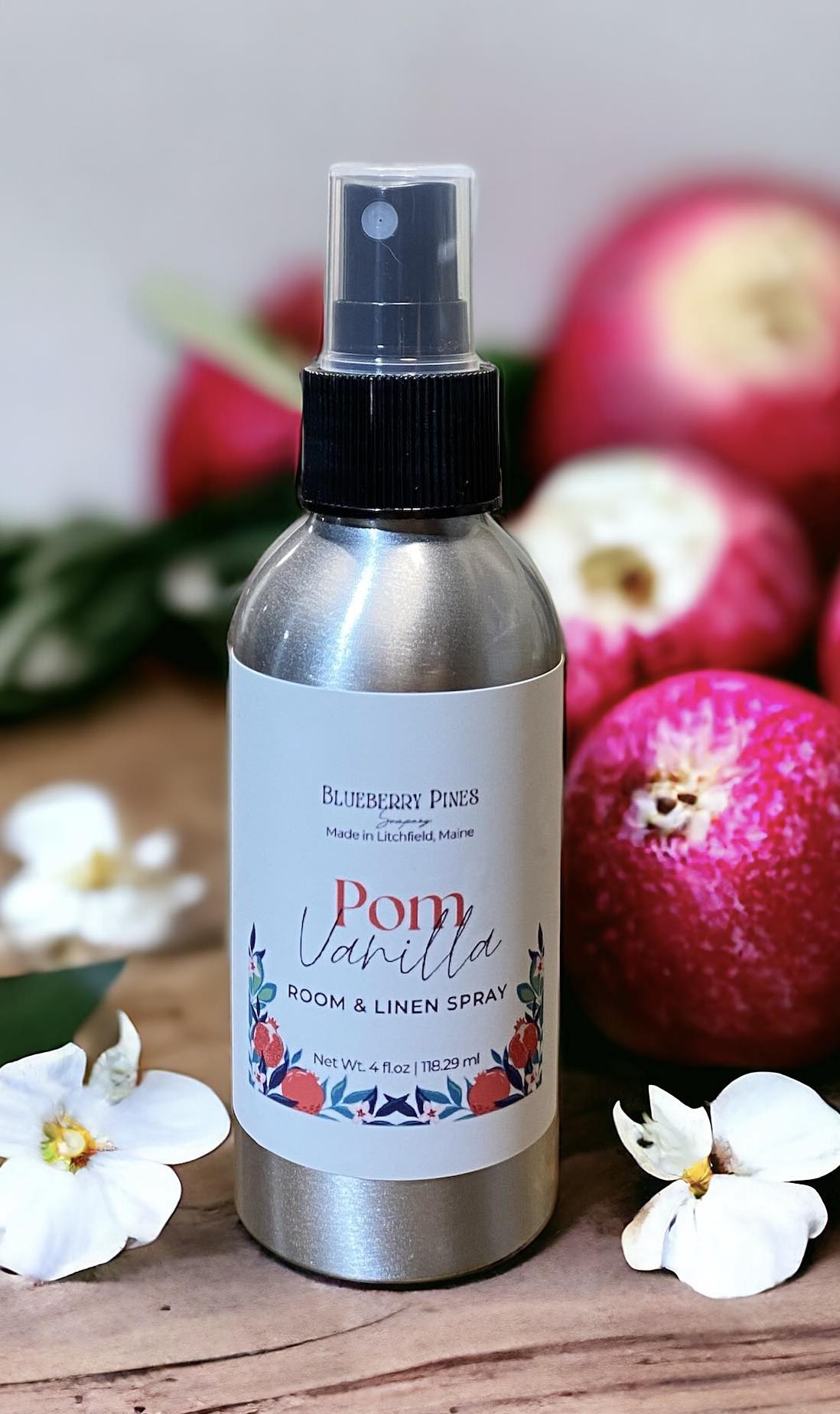 Pom Vanilla Room & Linen Spray is a lusciously sweet and inviting fragrance that combines the rich warmth of vanilla with the vibrant essence of pomegranate. Indulge your senses in the delightful fusion of velvety vanilla, creating a comforting and cozy atmosphere