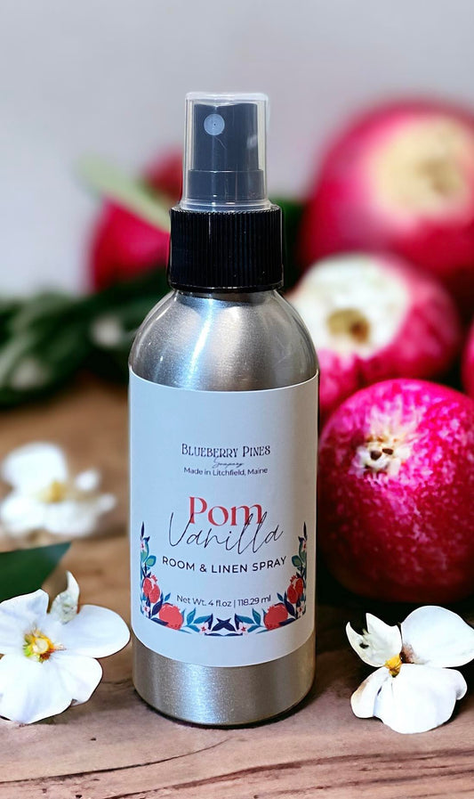 Pom Vanilla Room & Linen Spray is a lusciously sweet and inviting fragrance that combines the rich warmth of vanilla with the vibrant essence of pomegranate. Indulge your senses in the delightful fusion of velvety vanilla, creating a comforting and cozy atmosphere