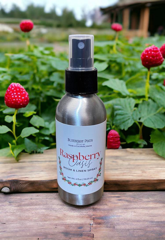 Raspberry Oasis Room & Linen Spray offers a burst of fruity delight with its enchanting blend of succulent raspberries. Immerse yourself in the vibrant and refreshing scent of ripe raspberries, creating an oasis of sweetness in your space. 